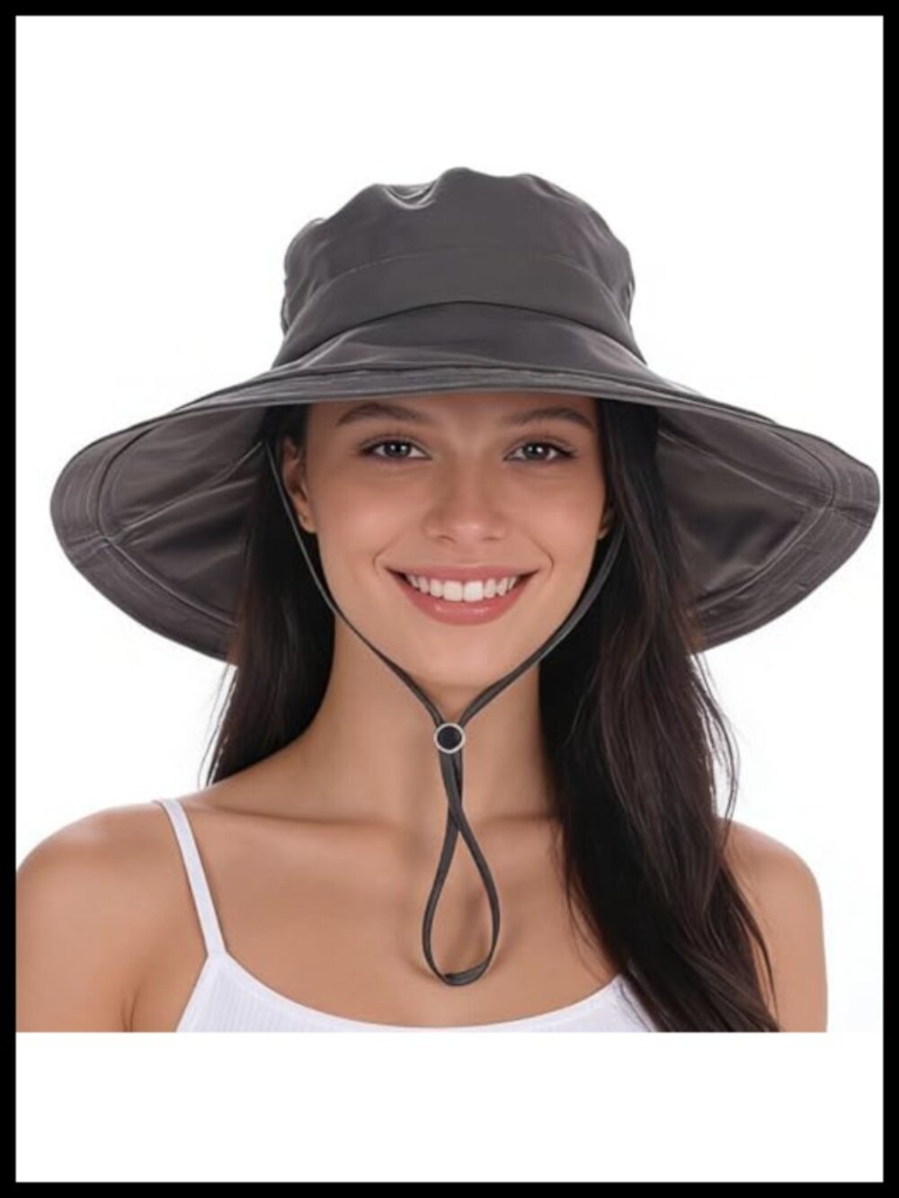 Wide Brim Waterproof UPF 50+ Sun Bucket Hat with Ponytail Hole